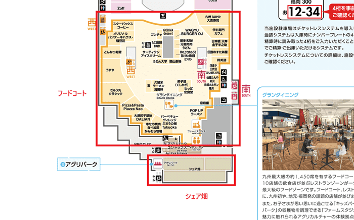フードコートとシェア畑は隣同士